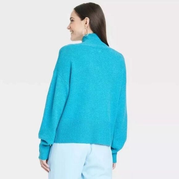 A New Day Women's Blue Mock Turtleneck Oversized Sweater! - Picture 2 of 7